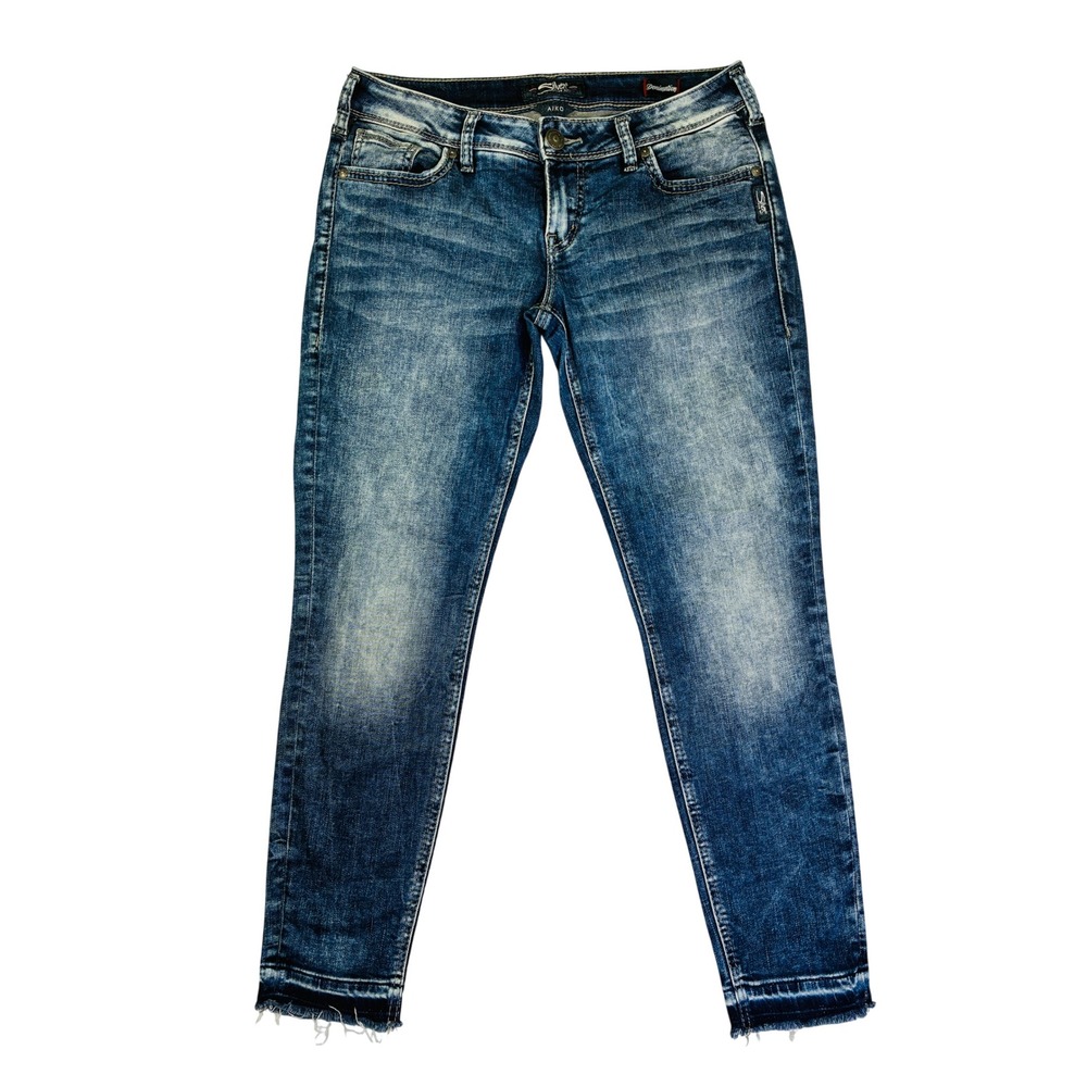 Silver Jeans Co Aiko Mid Ankle Skinny Denimotion Jeans 29x27 Tag Medium Wash